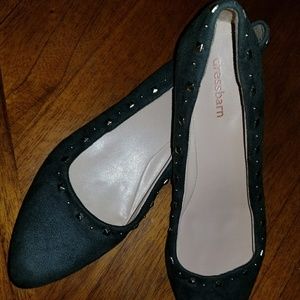 Dressbarn Green Studded Flats
